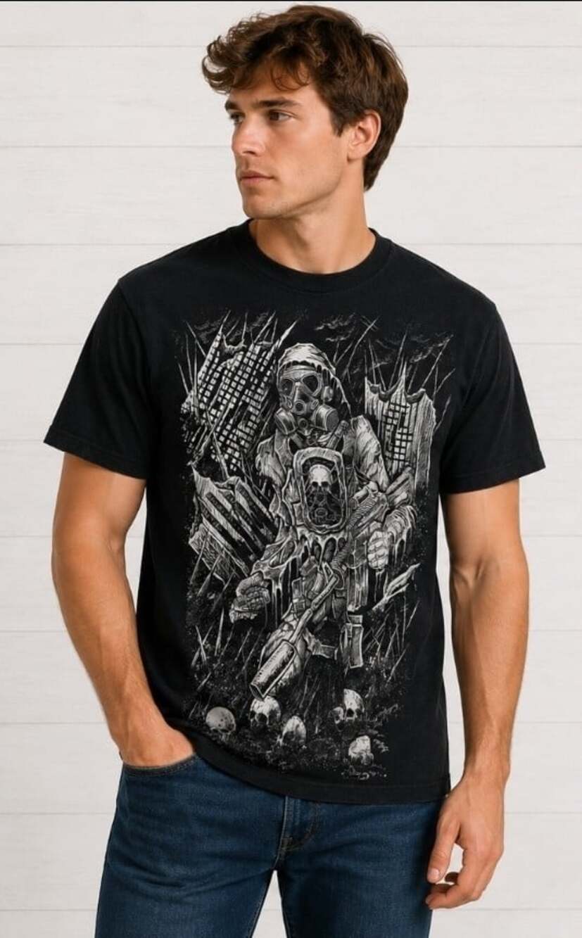 VampireFreaks Gas Mask Post-Apocalypse Graphic T-Shirt Medium New Excellent L300